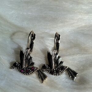 Beautiful Purple Rhinestone Bird Earrings